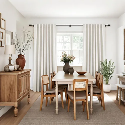 Miniatura 9 de Cortinas Opacas de Lino Beige Blanco de 84 Pulgadas de Largo, Juego de 2 Paneles para Sala de Estar y Dormitorio, Térmicas con Reducción de Ruido