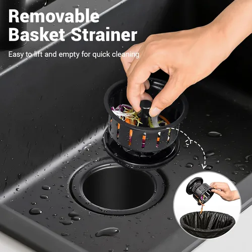 Miniatura 5 de Kitchen - Kit de brida de acero inoxidable con colador de cesta y tapón de drenaje para drenaje estándar de fregadero de 3 1/2 pulgadas, brida