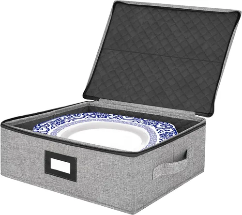 Miniatura 9 de homyfort Contenedores de Almacenamiento de Porcelana - Almacenamiento de Platos de Cena con Tapa, Asas, Protectores de Vajilla de Carcasa Dura