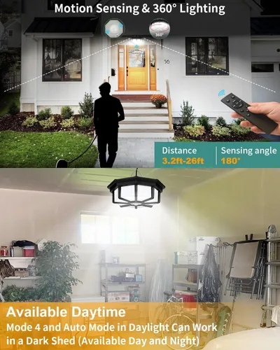 Miniatura 2 de AEQ Luz Solar para Cobertizo Interior Exterior 288LED Iluminación 360° Luces Solares que Funcionan de Día con Control Remoto, Luces Solares