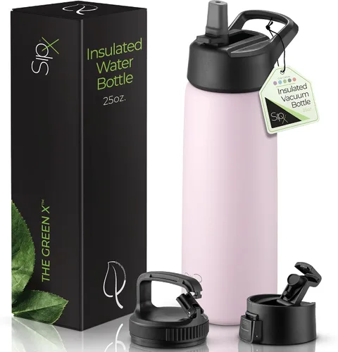 Miniatura 44 de SIPX™ Botella de Agua Aislada de 18 oz con 3 Tapas – Acero Inoxidable a Prueba de Fugas, Triple Aislamiento – Frío 24 Horas/Caliente 12 Horas