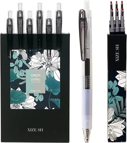 Miniatura 9 de XIZE SH Bolígrafos de gel ultra finos, paquete de 12 bolígrafos de gel de tinta negra de 0.015 in, tamaño de línea, bolígrafos de escritura suave