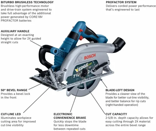 Miniatura 2 de BOSCH GKS18V-26LN PROFACTOR™ 18V 7-1/4 In. Hoja izquierda Sierra circular (herramienta desnuda)