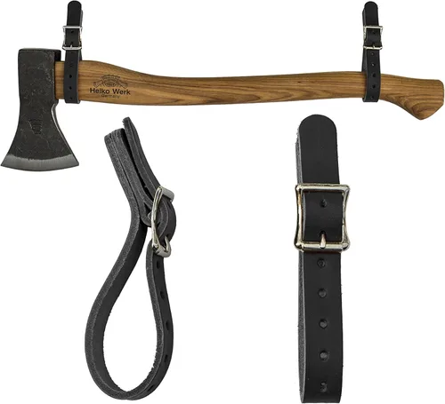 1844 Helko Werk Germany - Colgadores de hacha de cuero - Correas de cuero para colgar en la pared con hebilla ajustable para hachas, hachas,