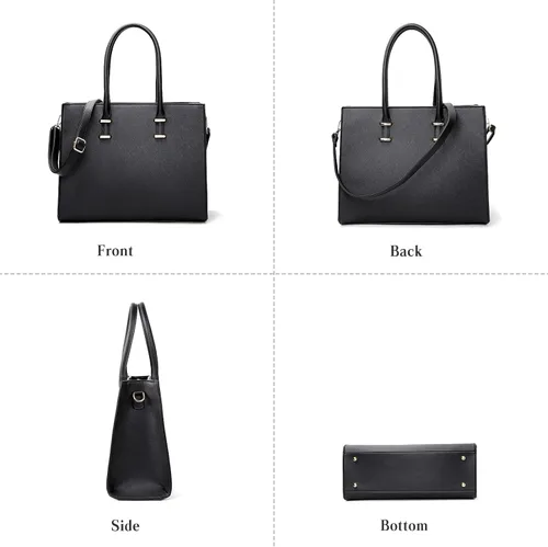 Miniatura 6 de FANDARE Bolsa para computadora portátil para mujer, bolso grande de mano, impermeable, bolso de hombro, bolso de mano de cuero sintético, bolso