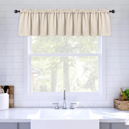 Miniatura 16 de MIULEE Cenefa opaca con bolsillo para cortinero, con aislamiento térmico, cortina corta para ventana pequeña y dormitorio, 42 x 18 pulgadas, 1 Beige