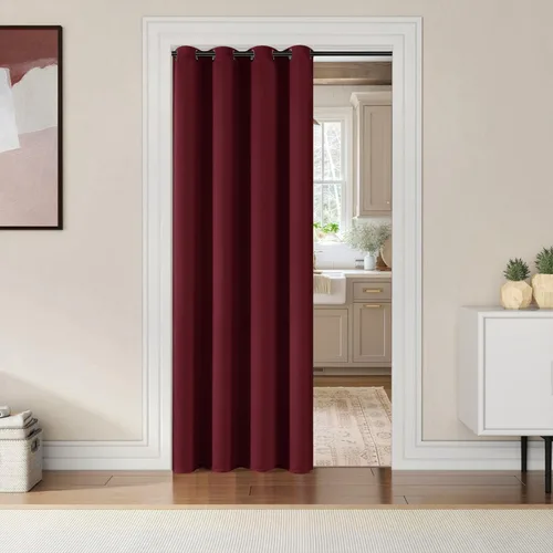 ChrisDowa Cortinas Opacas para Puerta de Entrada para Privacidad, Cortinas con Ojales para Puerta de Armario de Dormitorio, Cubierta de Entrada con