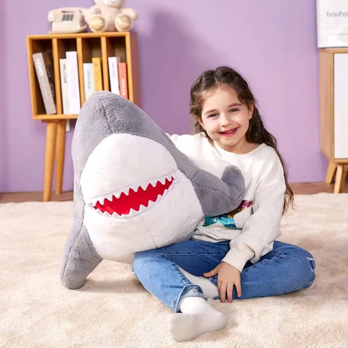 Miniatura 5 de IKASA Juguete de peluche de tiburón gigante, 39 pulgadas, juguetes suaves grandes y bonitos, enorme tamaño grande, esponjoso, de gran