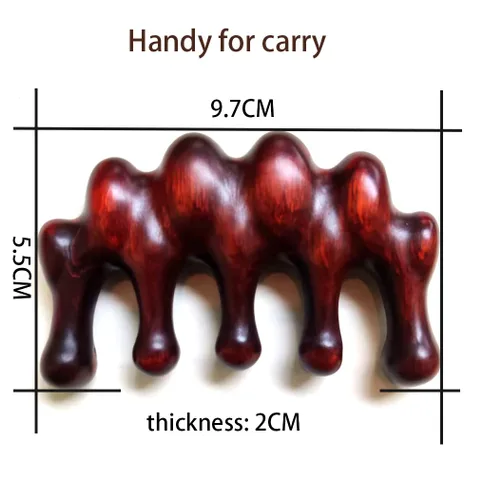 Miniatura 2 de Peine de masaje de madera Gua Sha Peine de dientes anchos para cuero cabelludo, facial, masaje corporal, masajeador de sándalo natural, herramientas
