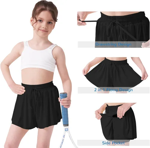 Miniatura 2 de Pantalones cortos fluidos con diseño de mariposa para niñas, pantalones cortos deportivos para niñas, pantalones cortos de mariposa para niños