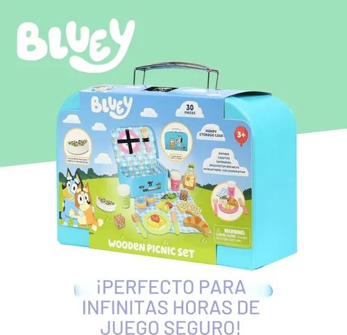 Miniatura 6 de 8th Wonder Wooden Bluey Toys - Estuche de transporte de picnic, 30 piezas de cesta de picnic con cubiertos y accesorios de alimentos, juguetes