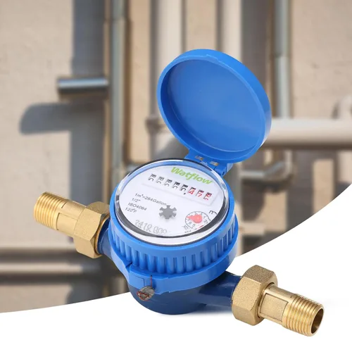 Miniatura 4 de DN15 Medidor de Agua 1/2" NPT, Certificación ISO4064, Medidor de Flujo Cúbico de Agua, Medidor de Agua Fría para Jardín/Hogar