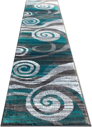 Miniatura 11 de Masada Rugs, Stephanie Collection 1103 - Alfombra de área moderna y contemporánea, color rojo, gris y blanco (2 pies 4 pulgadas x 11 pies), largo