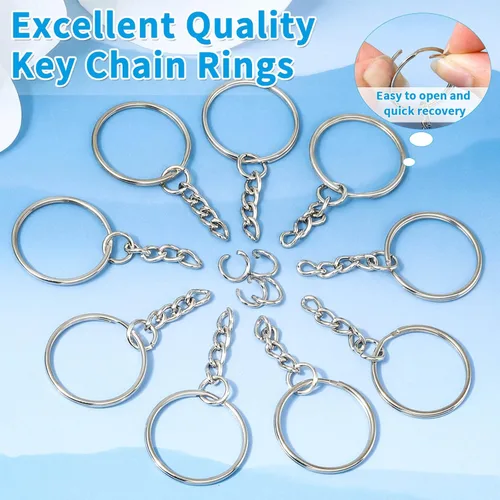Miniatura 5 de Paxcoo 50 llaveros con cadena y 50 anillos de salto, kit de anillos de llavero a granel para fabricación de llaveros, suministros para manualidades