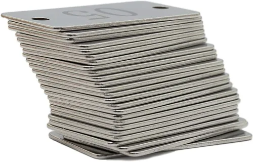 Miniatura 7 de Etiquetas numeradas rectangulares de acero inoxidable con dos agujeros (1-10)