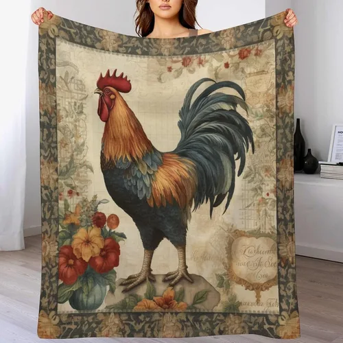 Miniatura 7 de Manta de gallo con encanto de campo, manta de forro polar de felpa de 30 x 40 pulgadas, manta de franela súper suave para decoración de sofá, cama