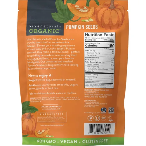 Miniatura 8 de Viva Naturals Semillas de calabaza orgánicas, sin tostar y sin sal, orgánicas, perfectas para ensaladas, mezcla de frutos secos y productos