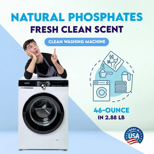 Miniatura 6 de Detergente para ropa en polvo con fosfato, detergente en polvo de limpieza profunda con aroma fresco y limpio, con cuchara para todas las máquinas