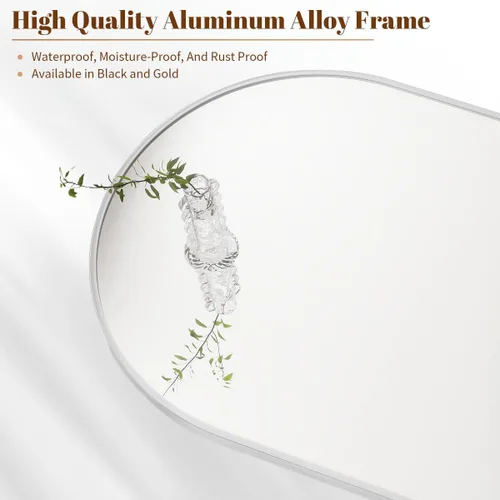 Miniatura 3 de BEAUTYPEAK Espejo de baño de arco de 20 x 30 pulgadas, espejo de pared con marco de metal para dormitorio, entrada, sala de estar, plateado Plata