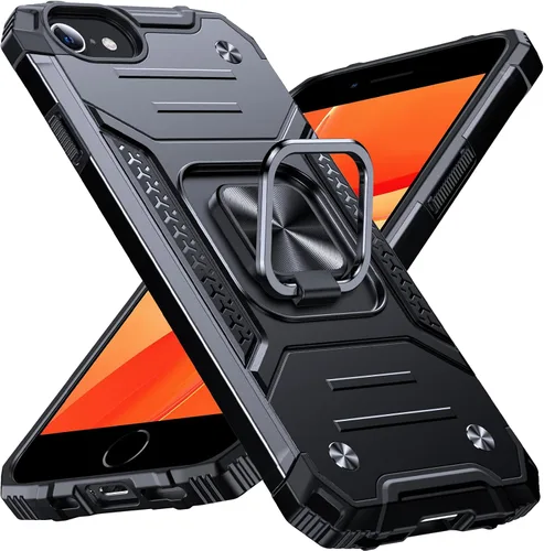Miniatura 71 de Anqrp Funda resistente para iPhone 6/7/8/SE/SE2 con soporte de anillo mejorado y agarre, grado militar, a prueba de golpes, resistente y robusta