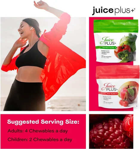 Miniatura 6 de JuicePlus+ - Mezcla de frutas y verduras masticables suaves – Sabrosas vitaminas veganas en gomitas para adultos y niños – 4 meses de suministro