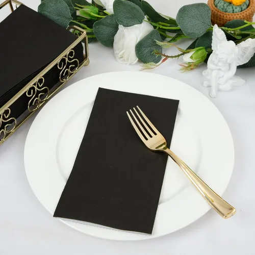 Miniatura 3 de bUCLA 100 Unidades de Servilletas de Papel Negras de 3 Capas - Servilletas de Papel Negras Desechables de Calidad Premium, Absorbentes para Cocina