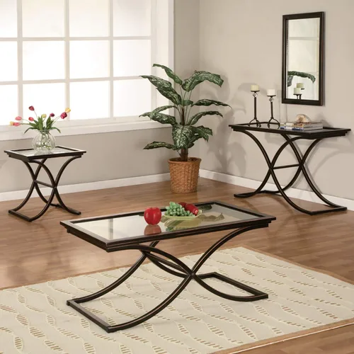 Miniatura 2 de SEI Furniture - Mesa de cóctel Vogue - Negro - Diseño transicional, vidrio negro y madera - Ideal para sala de estar, habitación familiar (CK9940)