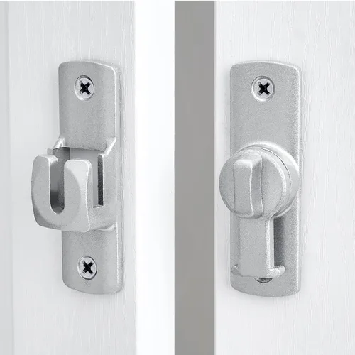 Miniatura 4 de Cerradura Plateada de Puerta de Granero Abatible de 90/180 Grados, Protege la Privacidad - Pestillo de Seguridad para Puerta, Herrajes de Pestillos