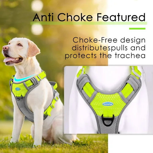 Miniatura 4 de ThinkPet Arnés deportivo transpirable, antitirones para perro, con asa, arnés reflectante y ajustable para perros medianos o grandes, clip trasero
