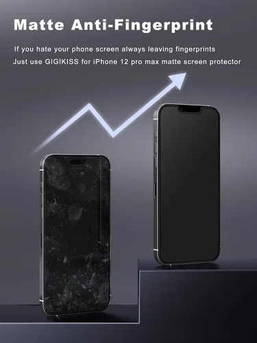 Miniatura 3 de GIGIKISS Paquete de 2 protectores de pantalla mate para iPhone 12 Pro Max de 6.7 pulgadas, protector de pantalla anti huellas dactilares