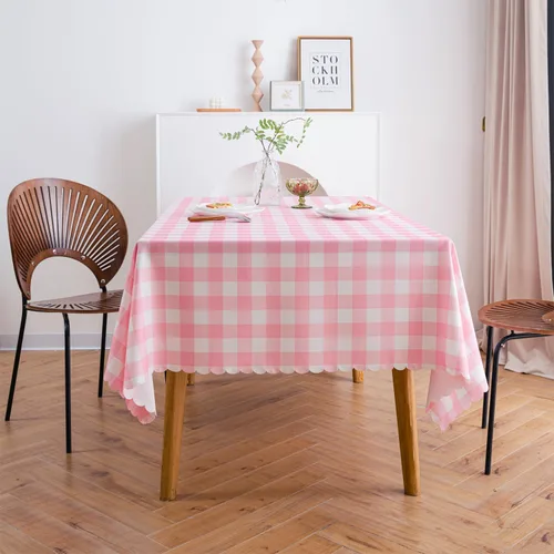 Miniatura 4 de MANGATA CASA Mantel de cuadros rosa para mesas cuadradas, mantel a cuadros, impermeable, para cocina y mesa, mantel de poliéster a cuadros sin Rosa