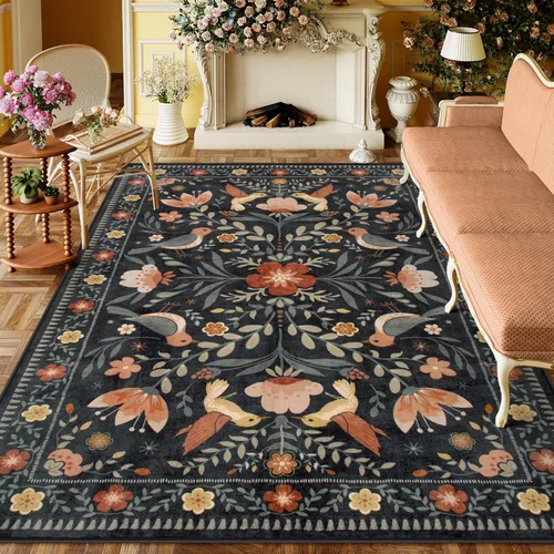 Miniatura 15 de Moynesa Alfombra para sala de estar, de 5 x 7 pies, lavable, moderna, color verde cabaña, para dormitorio, comedor, alfombra estética de granja