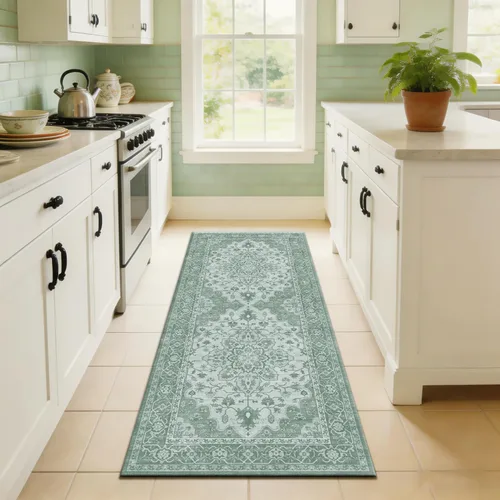 Miniatura 52 de Ukeler - Alfombra rústica con diseño floral para sala, dormitorio, comedor, Country rústico, Azul (luxury blue)