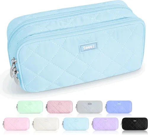 Miniatura 14 de Sooez Estuche grande para lápices, bolsa para lápices extra grande con 8 compartimentos, bolsa para bolígrafos de apertura amplia, organizador