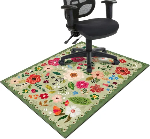 Miniatura 17 de Tapete para silla de oficina para suelo de madera dura y azulejos, tapete bohemio floral de 36"x48" para silla de computadora de oficina para sillas