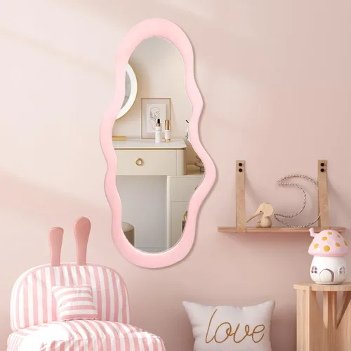 Miniatura 8 de BST FURNH Espejo de marco negro con forma de nube, 44 x 21 pulgadas, espejo alto montado en la pared para dormitorio, baño, sala de estar