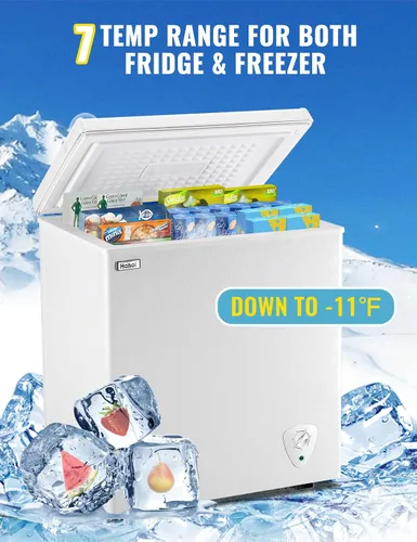 Miniatura 2 de WANAI Congelador de pecho pequeño con cesta de almacenamiento extraíble, puerta superior, compacto, 7 engranajes, control de temperatura