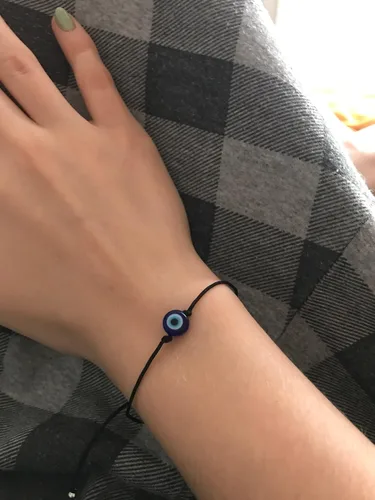 Miniatura 5 de RUIZHEN - Collar con dije plateado con cristal de mal de ojo, con cordón de cuero, collar con ojos azules
