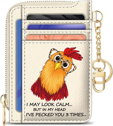 Miniatura 11 de GIANCOMICS Cartera delgada con tarjetero para mujer, funda pequeña con bloqueo Rfid, llavero de bolsillo delgado con cremallera curvada, tarjetero