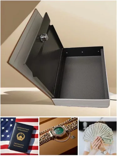 Miniatura 2 de Caja fuerte para libros con cerradura de llave, caja de seguridad oculta para dinero en efectivo y joyas, caja de almacenamiento de dinero ignífuga
