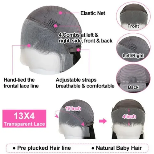 Miniatura 4 de Pelucas de cabello humano lacio con encaje frontal pre-desplumadas 13x4 HD pelucas frontales de encaje de cabello humano densidad 180, pelucas