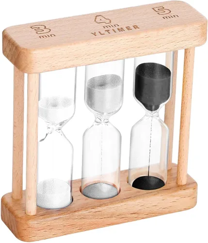 Miniatura 9 de Reloj de arena con temporizador de arena de té de 1-3-5 minutos, reloj de arena azul con marco de madera pequeño, reloj de arena colorida roja