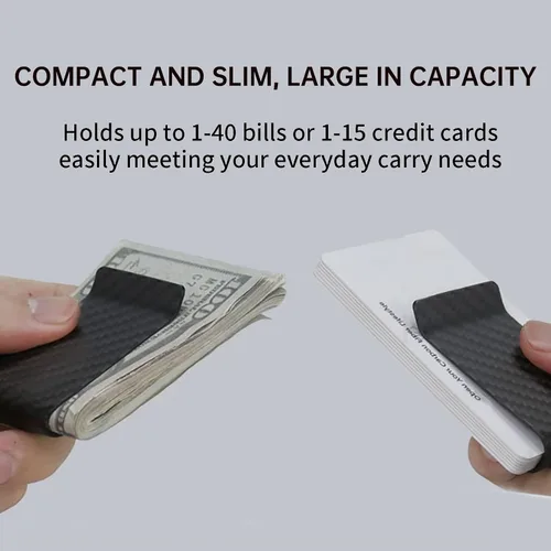 Miniatura 6 de CL CARBONLIFE Billetera de fibra de carbono con clip para dinero en efectivo y tarjeta de crédito, clip minimalista súper delgado y ligero