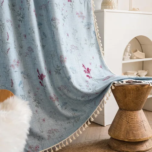 Miniatura 35 de Cortinas florales de granja semiopacas para sala de estar, de 63 pulgadas de largo, mezcla de lino y algodón, paneles de cortina de ventana cortos