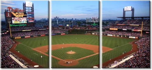 Miniatura 13 de TUMOVO American Sports - Decoración de pared Wrigley Stadium, 3 piezas, arte de pared de estadio de béisbol, cuadros para decoración del hogar