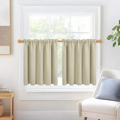 Miniatura 6 de Deconovo Cortinas Opacas Cortas Paneles para Baño/Cocina - Cortinas de Oscurecimiento de Habitación con Aislamiento Térmico y Bolsillo para Barra