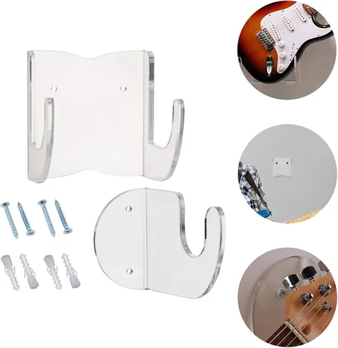 Miniatura 8 de DOITOOL Soporte de pared para guitarra horizontal, acrílico transparente acústica/clásica/eléctrica, soporte para ukelele banjo, exhibición