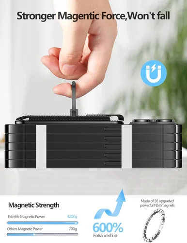 Miniatura 7 de ExtreLife Cartera Magsafe con agarre, soporte para 6 tarjetas, soporte magnético más fuerte para iPhone 17/16/15/14/13/12, cartera magnética
