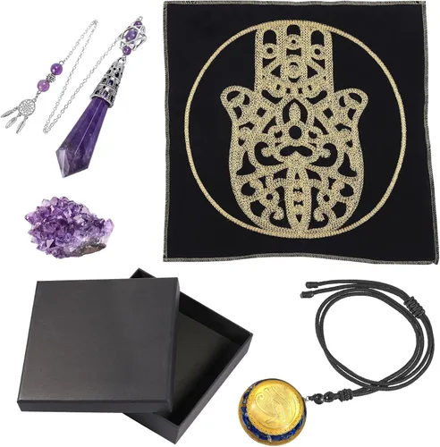 Miniatura 10 de Rockcloud Kit de meditación de tótem de piedra curativa para principiantes, adivinación, suministros de altar wicca, decoración del hogar, amatista