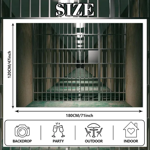 Miniatura 2 de Cartel de barras de cárcel de prisión, telón de fondo de policía criminal Mugshot, decoración para asesinato y misterio, fiesta de basura blanca